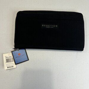 Kenneth Cole Reaction Wallet Vintage NWT Black Card Change Zipper Y2K Bifold